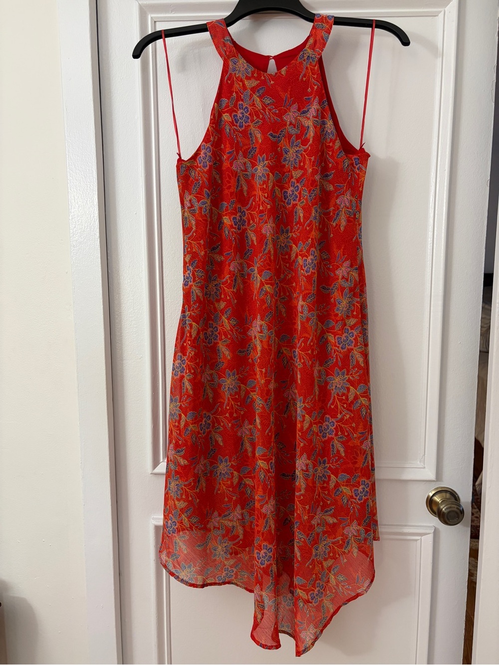 NWT Cupio red floral dress with asymmetrical hemline